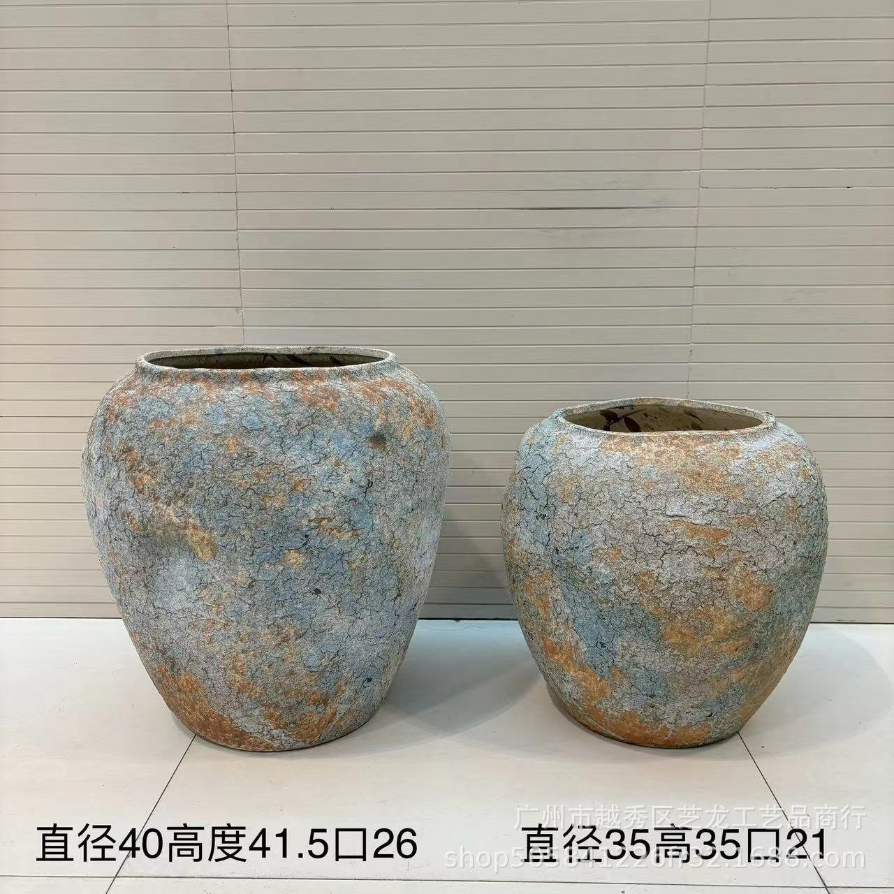 复古陶瓷新中式花瓶陶罐酒店别墅样板房民宿摆件花器装饰插花花盆