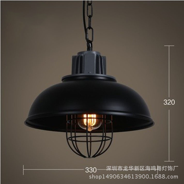 美式乡村工业风吊灯Loft餐厅吧台创意复古北欧铁艺单头锅盖吊灯