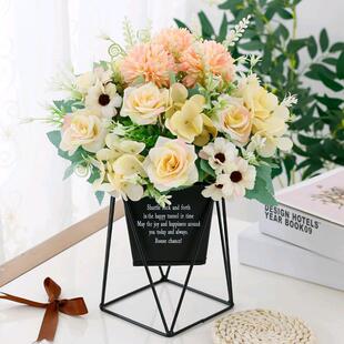 客厅餐桌茶几摆设铁艺干花束盆栽摆花家居室内装饰塑料仿真花假花