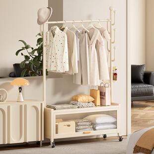 落地衣架家用玄关轻奢可移动带收纳储物柜挂衣架卧室边柜衣帽架
