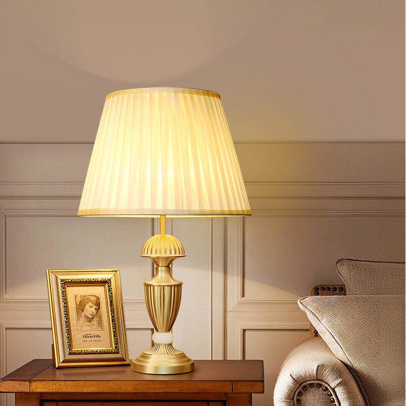 美式卧室床头台灯全铜欧式复古高级感客厅轻奢高档法式主卧书房灯