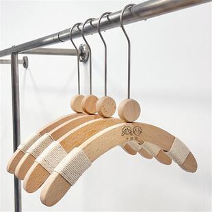 LOGO实木衣架儿童童装服装店衣挂小童裤架半圆木质衣撑子