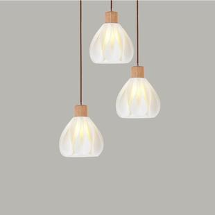 侘寂风吊灯床头灯复古日式原木吧台民宿餐厅灯卧室书房三头小吊灯