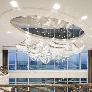 酒店大堂吊灯天使羽翼翅膀艺术造型别墅挑空大厅复式楼楼梯灯具