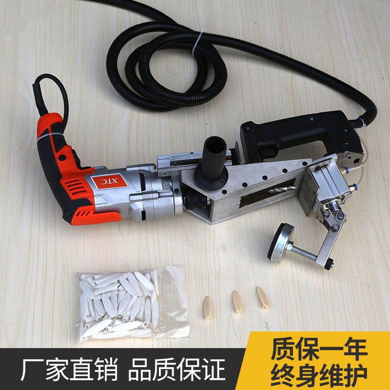 手提气动水平侧孔机斜孔钻木工板式家具木榫打孔器三合一开孔定位