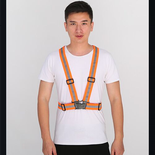 超亮反光背心马甲安全夜跑骑行环卫施工警示背带松紧带弹力反光衣
