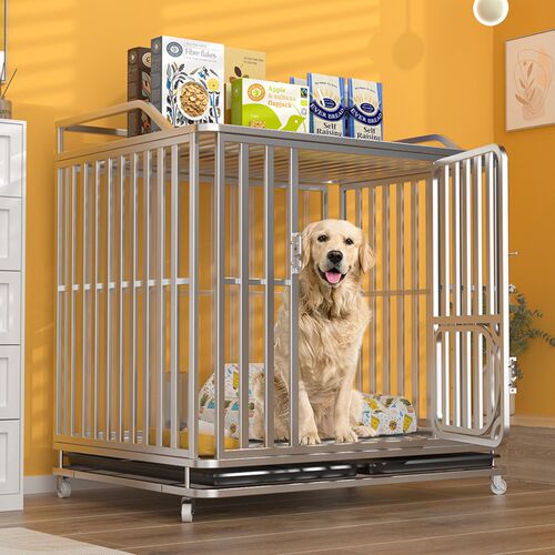 新款可置物狗笼大型犬边牧专用中型狗窝带厕所一体家用宠物狗狗