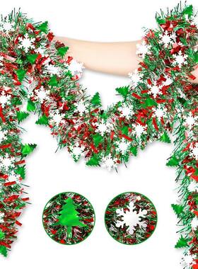 New Christmas Decor Tinsel Garland White Snowflake Ribbon