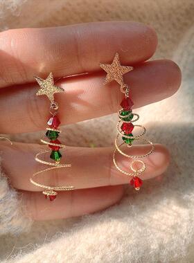 New Trendy Statement Christmas Tree Earrings For Women Santa