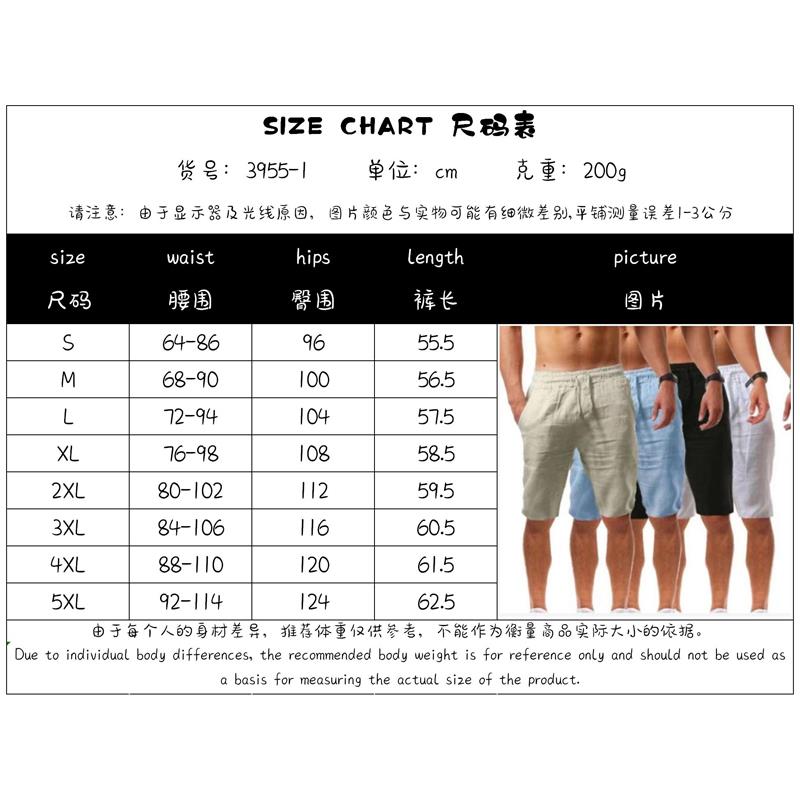 Mens Cotton Linen Shorts Pants Male Summer Linen Trousers