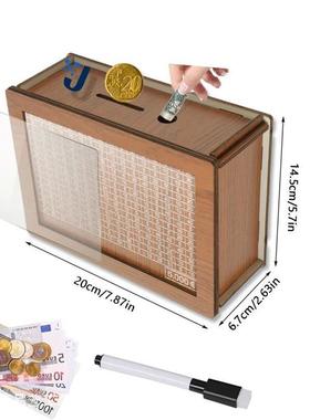 Money Box Wooden Piggy Bank Money Container for Cash Saving
