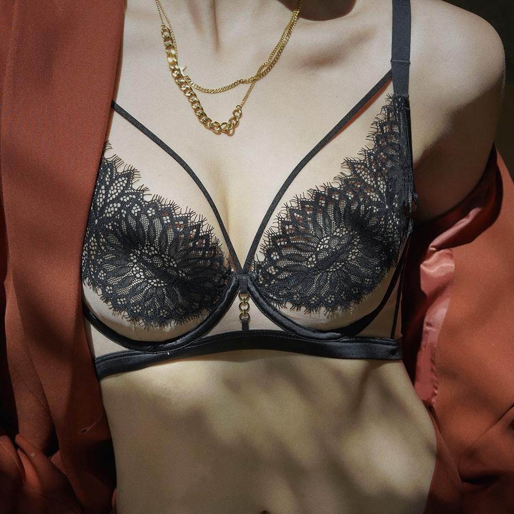 新款秋法式蕾丝睫毛美胸聚拢性感兔耳朵文胸记忆软圈大胸显小内衣
