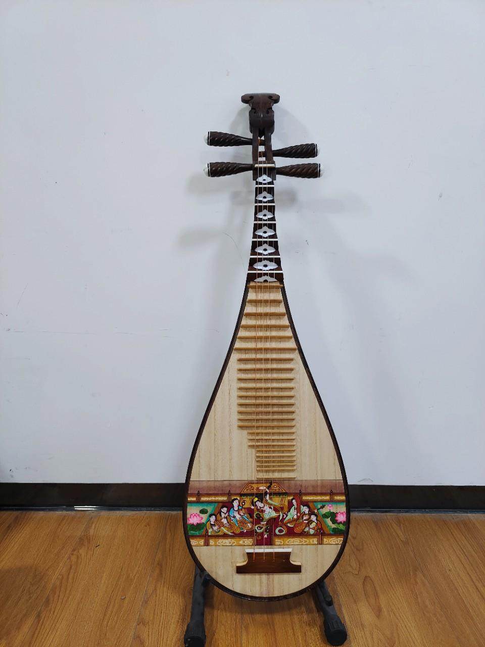 成人琵琶乐器 红木琵琶 专业舞台用的琵琶乐器 老鸡翅木彩绘琵琶