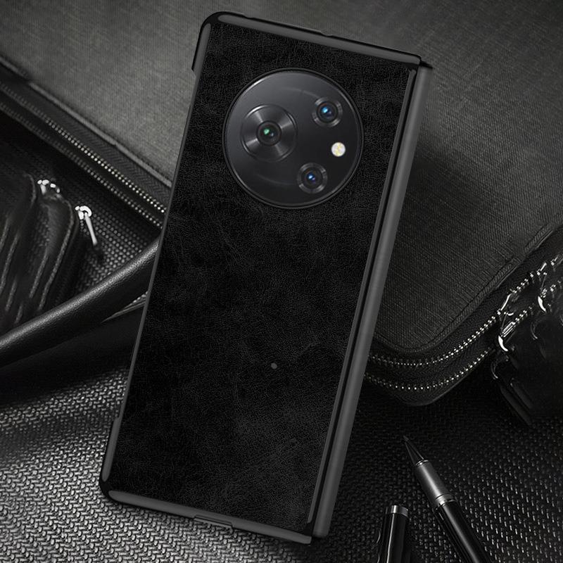 适用于传音Tecno Phantom V Fold手机壳防摔皮革保护套创意疯马纹