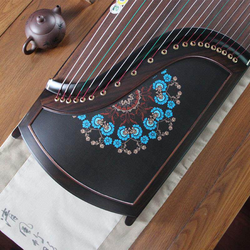 厂家黑酸枝古筝实木初学专业考级演奏筝 花团锦簇定制