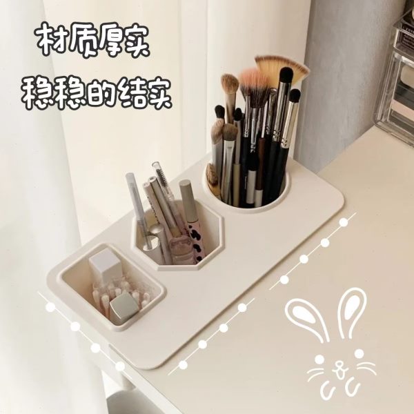 学生粘贴式化妆刷收纳壁挂置物桌创意边笔筒三合一文具桌面收纳盒