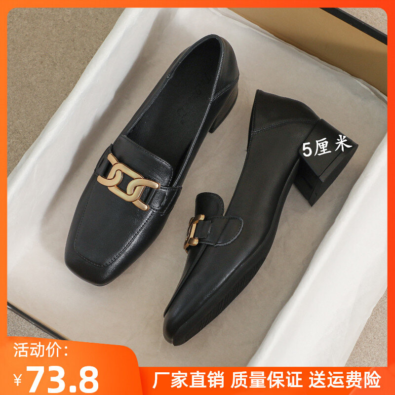 真皮小皮鞋女高跟冬季202