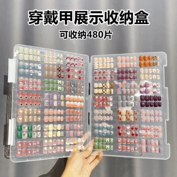 甲片穿戴甲展示收纳整理美甲色卡本收纳盒款式作品册打防尘透明板