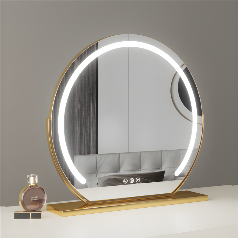 led化妆镜台h式桌面补光充电梳妆台带灯镜子圆形宿舍网红卧室大号