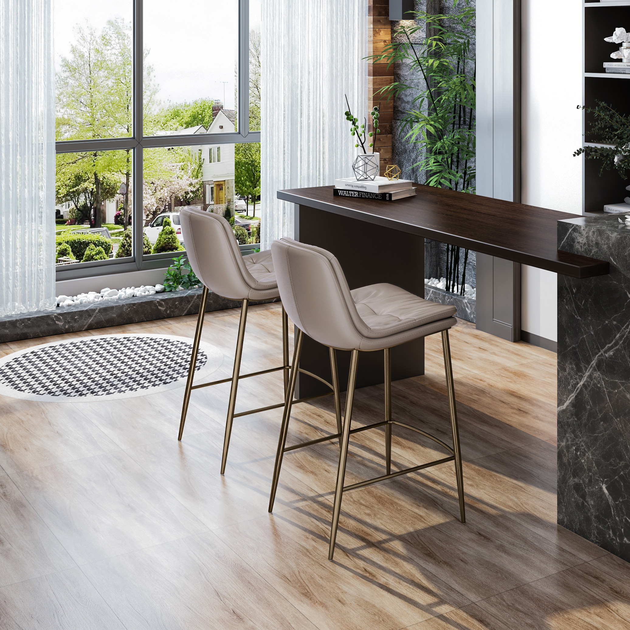 美式现代简约吧h台椅轻奢家用高脚吧台凳椅子美容靠背酒吧椅子768