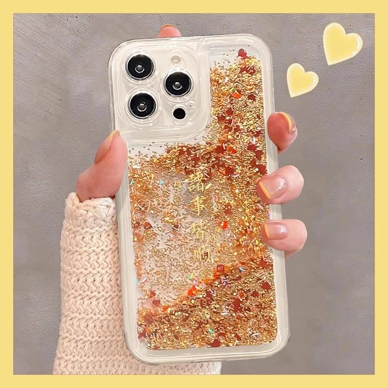 诸事皆顺流沙壳适用苹果16promax手机壳iphone15/14新款华为mate60pro女Pura70荣耀200/Reno12/S19/小米15