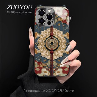 招财铜币适用苹果17ProMax手机壳华为Pura80Pro新荣耀400电镀玻璃vivoS30创意OPPOReno14高级小米15女红米K80