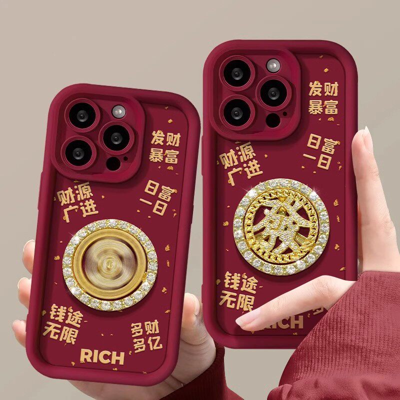 钱途无限发财转盘适用苹果16promax手机壳iPhone15华为mate60pro新款pura70女OPPOReno12小米14荣耀全包vivo