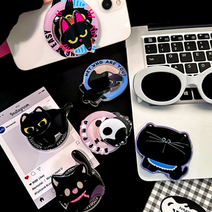 卡通可爱小动物MagSafe磁吸手机支架强力吸附可伸缩气囊支架便携式附引磁片女款可拆卸