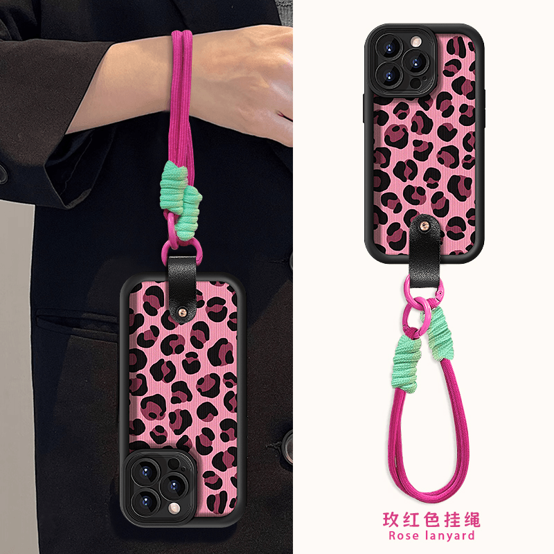 粉豹纹天眼竖纹适用多型号手机壳