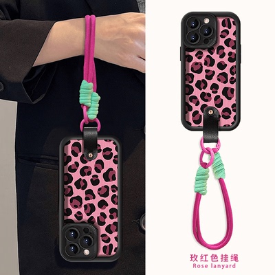 粉豹纹天眼竖纹适用多型号手机壳