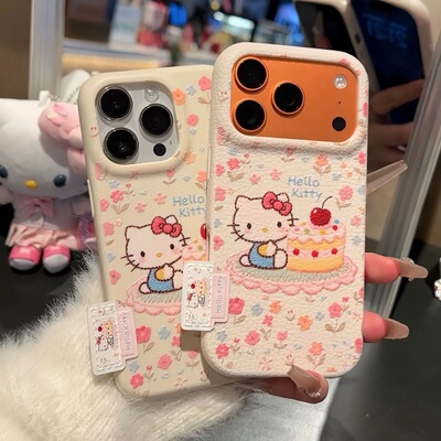 适用多型号蛋糕Kitty猫皮纹TPU壳