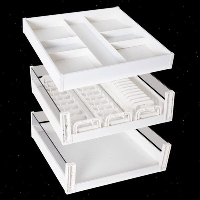 飞鸥厨房橱柜双层l抽屉式碗架拉篮白色定制加深收纳锅篮碗碟工具,厨房/烹饪用具,厨房抽屉置物架,淘宝优惠券,粉丝福利购,淘宝优惠卷