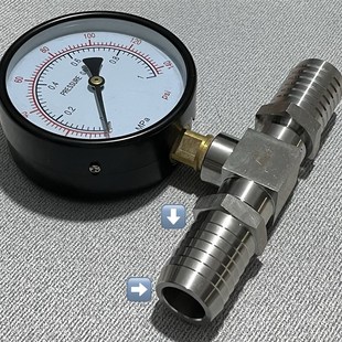 1mpa压力表加三通两侧软管用宝塔接A头27.5 30.2mm径30.2左右