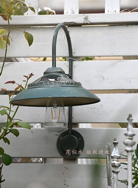 铁艺覆古蓝色高亮太阳能灯感应壁挂装饰户外花园墙壁X挂饰庭院摆