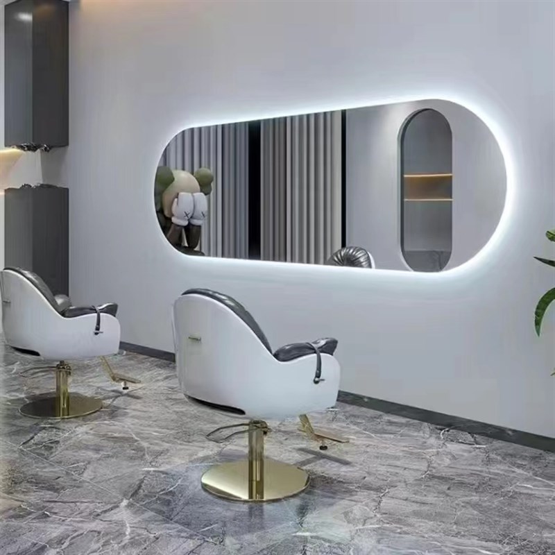 横挂大通镜理发店镜子p带灯网红美发店镜台烫染镜发廊剪发镜壁挂