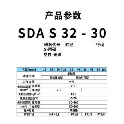 星辰SDAS20/25-5-10-15-20-25-30-35-40-45-50-60-75带磁薄型气缸