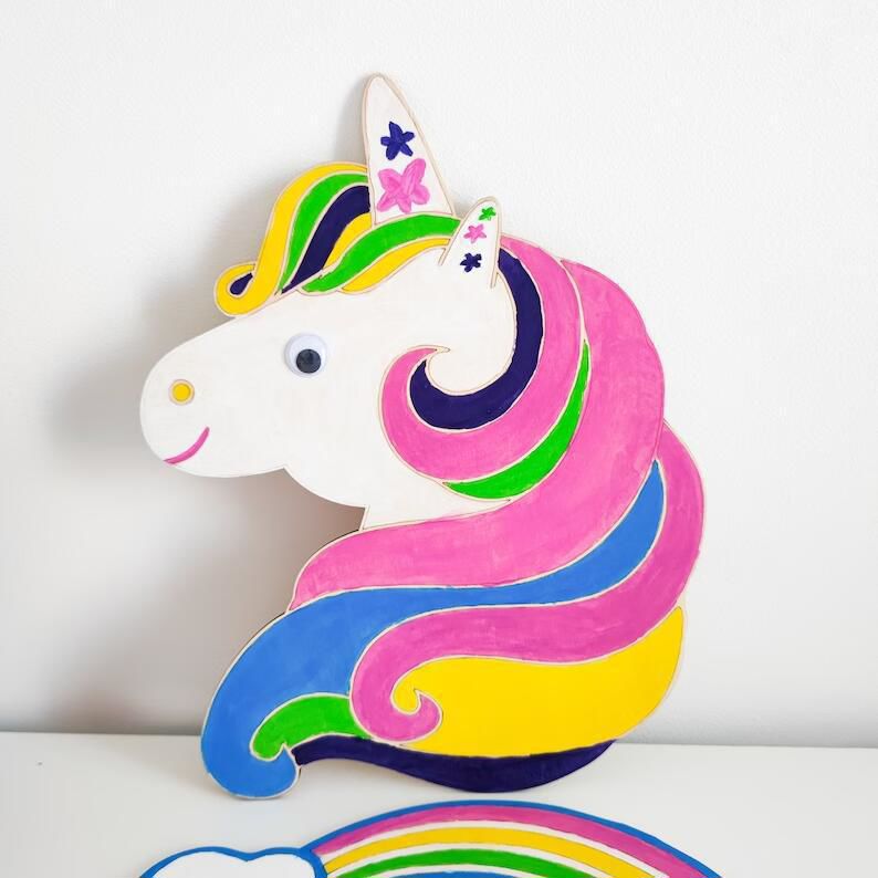 创意儿童DIY大型独角兽绘画套件儿童木板画手工材料包木质摆件