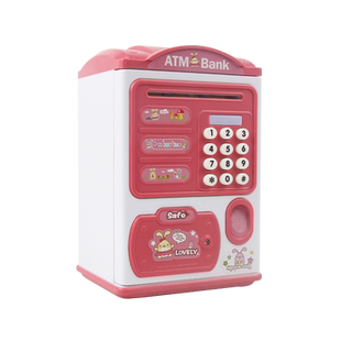 儿童仿真密码指纹感应开锁ATM保险柜自动卷钱储存钱罐过家家玩具