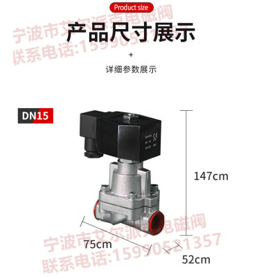 25公斤不锈钢高压电磁阀高压水阀气阀水用气用2.5MPA4分6分AC220V