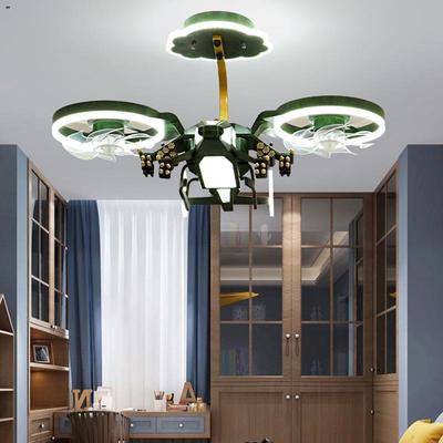 儿童房卧室创意男孩升机灯直升造型顶灯全风扇谱儿遥控光谱吸顶灯