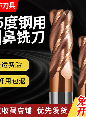 安亦55度钨钢圆鼻刀立铣刀CNC刀具4刃R角牛鼻刀硬质合金加长直柄
