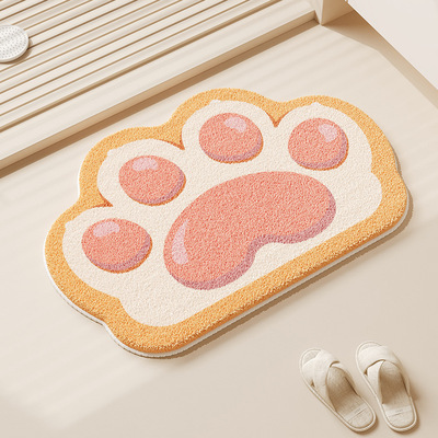 可爱浴室地垫冬季浴缸洗澡吸水防滑脚垫卫生间门口毛绒加厚大地毯