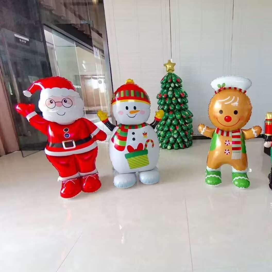 站立款老人 雪人 姜饼人 圣诞树 幼儿园门店氛围场景布置圣诞气球