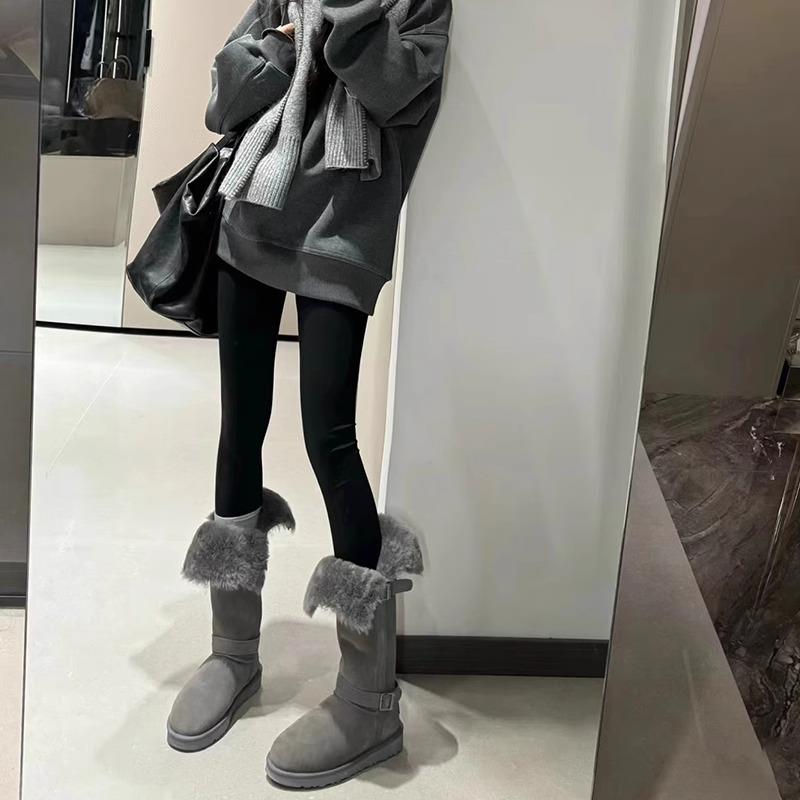 软毛版~厚底显瘦皮毛一体中筒雪地靴女2025新款加绒加厚保暖棉鞋