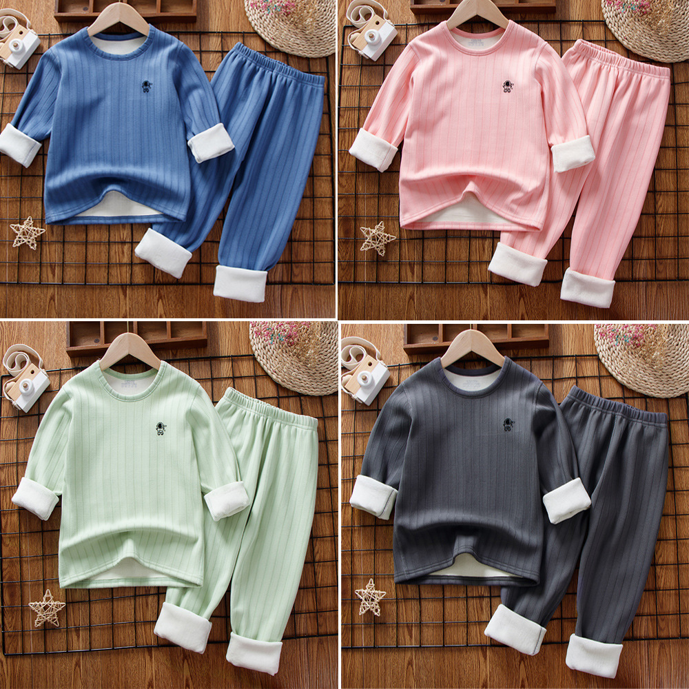 儿童加绒内衣套装秋冬季加绒保暖睡衣中大童秋衣秋裤家居服打底裤