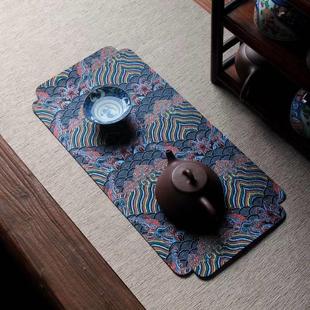 主人干泡席宫廷云锦织锦茶席双面桌布免洗吸水茶席茶隔热桌旗 中式