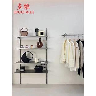 服装店展示架A柱高低调节鞋包架女装店不锈钢上墙多层置物货架子