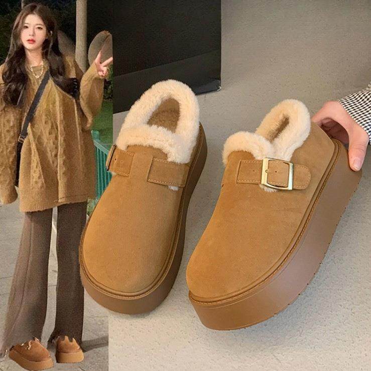 厚底雪地靴女加绒保暖棉鞋2025新款冬季勃肯鞋女博肯毛毛鞋乐福鞋,女鞋,棉鞋,淘宝优惠券,粉丝福利购,淘宝优惠卷