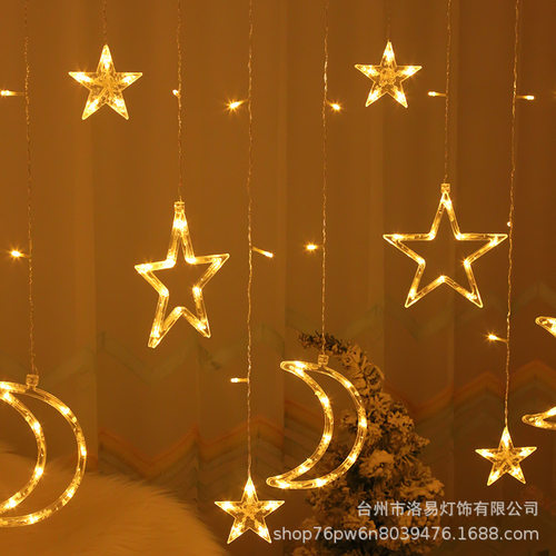 LED铜线星星灯串满天星圣诞节日五角星窗帘灯ins网红星月装饰彩灯