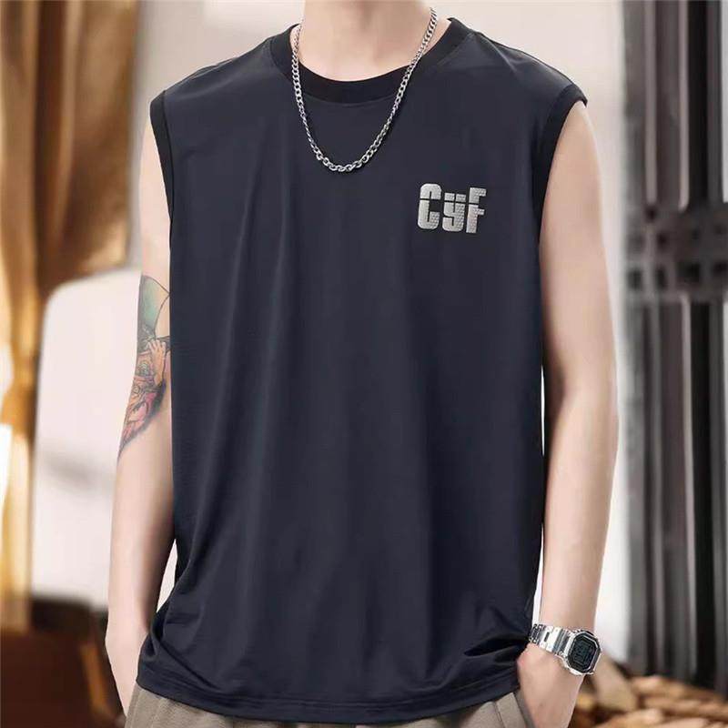 夏季薄款速干冰丝背心男网眼透气健身无袖t恤篮球汗衫无痕坎肩潮